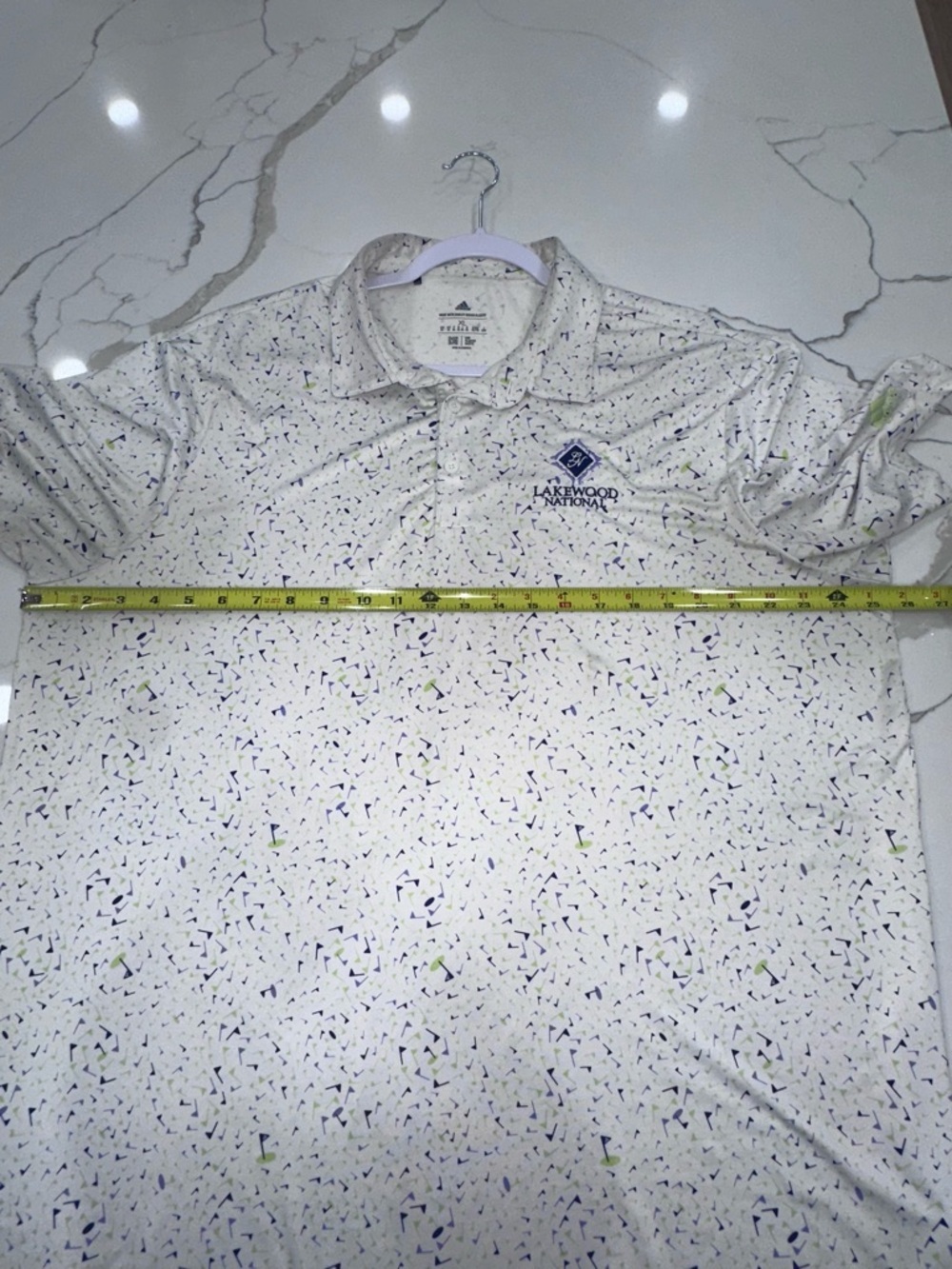 Adidas Golf Lakewood National Polo Men's XL Off White Flag Print Parley - Picture 6 of 10